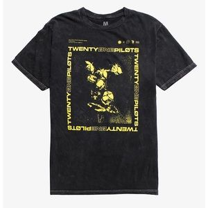 Twenty One Pilots Dark Gray Acid Wash T-shirt w Yellow Graphic Band Tour Merch